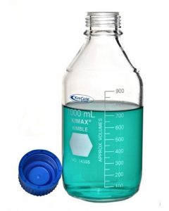 RPI Kimcote Plastic Coated Media Bottle, 1000 mL, 4 Per Case