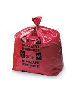 RPI Red Color Polyethylene Bag Printed With Biohazard Symbol, 2 Mil Thick, 12 X 18 Inch Bags, 100 Per Package