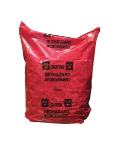 RPI Red Color Polyethylene Bag Printed With Biohazard Symbol, 2 Mil Thick, 24 X 24 Inch Bags, 7-9 Gal, 50 Per Package
