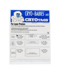 RPI Cryo-Tag For Laser Printer, Blank Sheet, 8 1/2 X 11 Inches, White, 20 Sheets Per Package