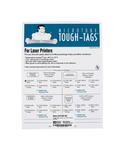 RPI Tough-Tags For Laser Printers (1.5 - 2.0 mL Tubes), White, Round Corners, 2125 Per Package