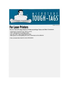 RPI Tough-Tags Sheets For Laser Printers, 1.5ml Tubes, 1.28 X 0.5 Inches, White, 2520 Per Package