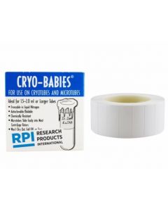 RPI Cryo-Babies Labels, Pre-Cut Roll, 1.5 - 2.0 mL Tubes, 1.28 X 0.5 Inches, White, 1000 Per Roll