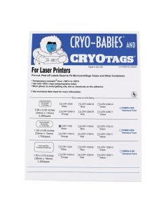 RPI Cryo-Babies Labels, Laser Sheet, 1.5 - 2.0ml Tubes, 1.28 X 0.5 Inches, White, 1,700 Per Package