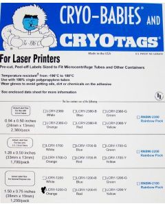 RPI Cryo-Tags Labels, Laser Sheet, 1.5 X 0.75 Inches, Orange, 1,200 Per Package