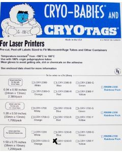RPI Cryo-Tags Labels, Laser Sheet, 1.