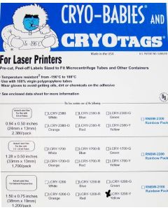 RPI Cryo-Tags Labels, Laser Sheet, 1.5 X 0.75 Inches, Yellow, 1,200 Per Package