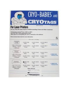 RPI Cryo-Tags Labels, Laser Sheet, 1.5 X 0.75 Inches, White, 1,200 Per Package