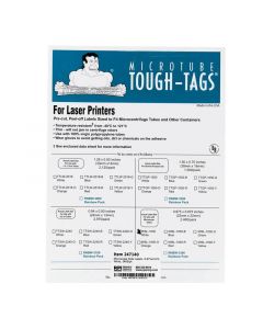 RPI Tough-Tags, Microscope Slide Labels, Laser Sheets, 0.875 X 0.875 Inches, White, 2400 Per Package