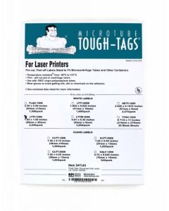 RPI Tough-Tags Microscope Slide Labels, 1.0 X 1.0 Inch, Laser Sheets, White, 2000 Per Package
