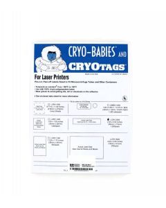 RPI Cryo-Tags Labels, Laser Sheets, 2.5 X 0.5 Inches, White, 1,200 Per Package