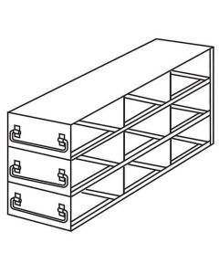 RPI Slide-Out Freezer Rack For 3"H Boxes, 9 Box Capacity, 3x3 Array, 16 5/8, 5 1/2 X 10 1/4h