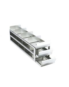 RPI Slide-Out Freezer Rack For Plastic Hinged Boxes (100 Tube Capacity X 2” High), 4x3 Array, 22 X 6 5/8 X 5 1/2 Inches