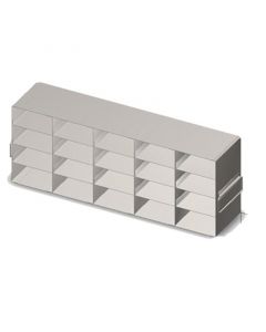 RPI Freezer Rack For 25 Place Slides, Stainless Steel, 5 X 4 Array, Dimensions (Inches) 4 1/8 X 17 3/8 X 6 5/8h