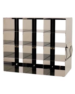 RPI Upright Freezer Rack For Hinged Lid Boxes, 100 Cell Plastic Boxes, 18 3/4 X 5 7/8 X 9 1/4 Inches
