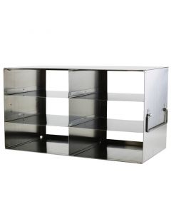 RPI Upright Freezer Rack For Hinged Lid Boxes, 100 Cell Plastic Boxes, 12 1/2 X 5 7/8 X 7 Inches