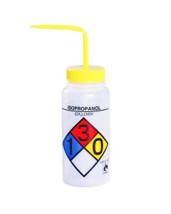 RPI Right-To-Know Safety Wash Bottles, Isopropanol, Yellow Cap, 4 Per Case