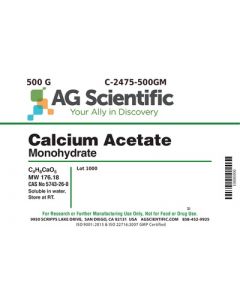 AG Scientific Calcium Acetate Monohydrate, 500 G