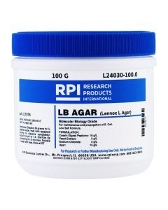 RPI Lb Agar, Low Salt FormuLa, Powder [Lennox L Agar], 100 Grams