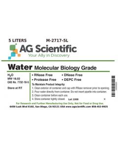 AG Scientific Water, Molecular Biology Grade, Dnase, 5L