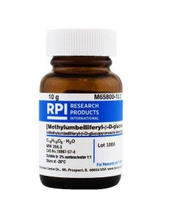 RPI 4-Methylumbelliferyl-B-D-Glucopyranoside Monohydrate [Methylumbelliferyl-B-D-Glucoside], 10 Grams