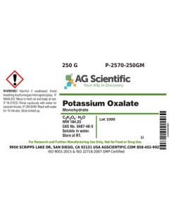 AG Scientific Potassium Oxalate, ACS Grade, 250 G