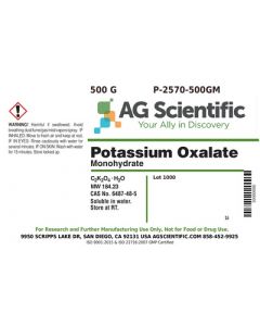 AG Scientific Potassium Oxalate, ACS Grade, 500 G
