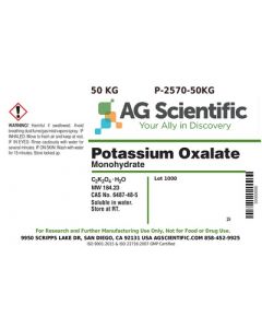 AG Scientific Potassium Oxalate, ACS Grade, 50 KG