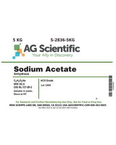 AG Scientific Sodium Acetate Anhydrous, ACS Grade, 5 KG