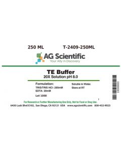 AG Scientific TE Buffer 20X Solution pH 8.0, 250 ML