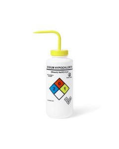 United Scientific UniSafe™ Sodium Hypochlorite Vented Wash Bottle, 1000 mL, Pack of 4, LDPE