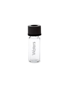 Waters Deactivated Clear Glass 12 x 32 mm Screw Neck Vial, with 10 mm Cap and PTFE/Silicone Septum, 2 mL Volume, 100/pk