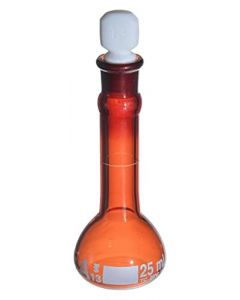 Wilmad Flask,Vol,CL A,HD,WD Mouth,Amber,#13 PTFE STP,25ml
