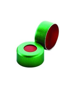 DWK WHEATON® Lined Aluminum Seal, PTFE / Red Rubber, Open Top, Green, 11 mm
