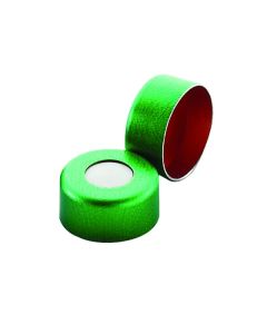 DWK WHEATON® Lined Aluminum Seal, PTFE / Silicone, Open Top, Green, 11 mm
