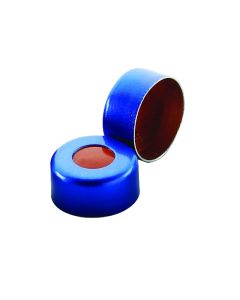 DWK WHEATON® Lined Aluminum Seal, PTFE / Silicone / PTFE, Open Top, Blue, 11 mm