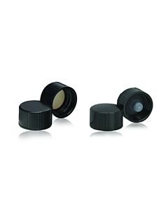DWK WHEATON® Black Phenolic Screw Cap, PTFE-Faced Rubber Liner, 20-400, Case of 100