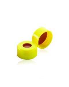 DWK WHEATON® 11mm Snap Caps, With Red PTFE / Silicone / Red PTFE Septa, Yellow Cap