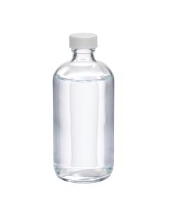 DWK WHEATON® Boston Round Bottle, 8oz, clear, white Polypropylene, Poly-Vinyl, case of 12