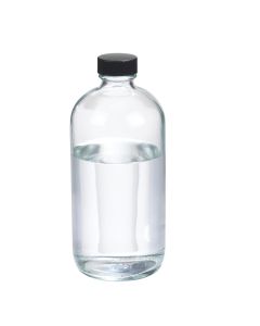 DWK WHEATON® Boston Round Bottle, 16oz, clear, black Phenolic, PE cone, case of 12