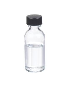 DWK WHEATON® Boston Round Bottle, 1oz, clear, black Phenolic, rubber, case of 48