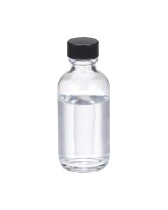 DWK WHEATON® Boston Round Bottle, 2oz, clear, black Phenolic, rubber, case of 24