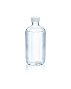 DWK WHEATON® Boston Round Bottle, 8oz, clear, white Polypropylene, Poly-Vinyl, case of 108