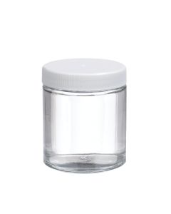 DWK WHEATON® Clear Straight Sided Jar, White Polypropylene Cap, Poly-Vinyl Liner, 4 oz