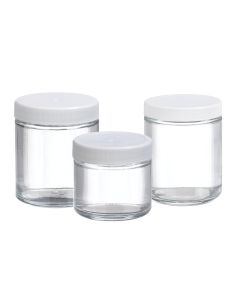 DWK WHEATON® Clear Straight Sided Jar, White PolypropyleneCap , Poly-Vinyl Liner, 32 oz