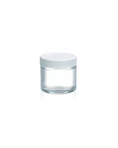 DWK WHEATON® Clear Straight Sided Jar, White Polypropylene Cap, PTFE-Faced Foamed Polyethylene Liner, Case of 24, 2 oz