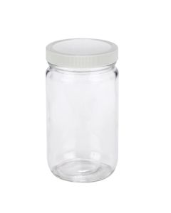 DWK WHEATON® Clear Straight Sided Jar, White Polypropylene Cap, PTFE Foamed Faced Polyethylene Liner, 32 oz