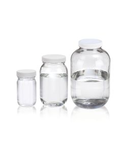 DWK WHEATON® Standard Clear Wide Mouth bottle, 4oz, White Polypropylene, Poly-Vinyl