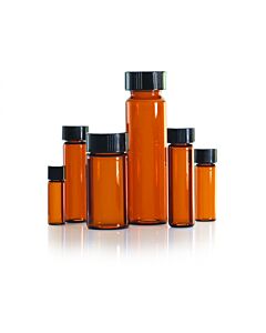 DWK WHEATON® LAB FILE® Sample Vials, 40mL Standard Vials With Caps Attached, Amber, 14B Rubber Septa