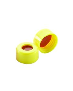 DWK WHEATON® 9 mm ABC Screw Cap, With White PTFE / Red Silicone Liners, Yellow PP
